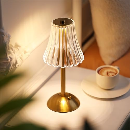 Liliful 2 Pcs LED Portable Cordless Gold Table Lamp Touch Battery Operated Rechargeable Desk Lamp 3 Color Dimmable for Bedroom Living Room Dining (Rose Style) - Image 6