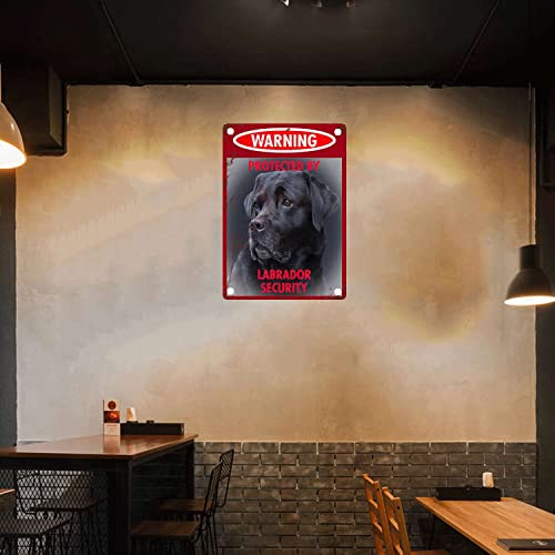 Ynrbgdfr Vintage Dog Metal Tin Signs - Warning Protected By Labrador Security Tin Sign Retro Home Wall Decorative -8X12Inch-Tin Sign #TOP1