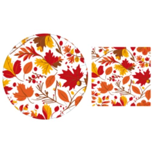 BASHOUT Thanksgiving party plates and napkins set, 24 plates and 24 napkins, for Fall celebrations, Friendsgiving and thanksgiving dinner.
