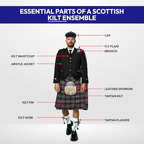 Image of 8 Yard Mens Kilt - Authentic Tartan Kilt for Men Highland Outfit for Weddings & Traditional Scottish Wear