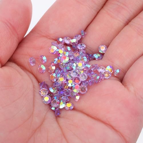 FUTUREORYY 2880個樹脂製ラインストーン 花瓶フィラー ウェディング用 透明虹色パープル 4mm尖ったアートクラフトジェム テーブルセンターピース ブライダルシャワーデコレーション 簡単清掃可能持続可能な素材使用 [3]