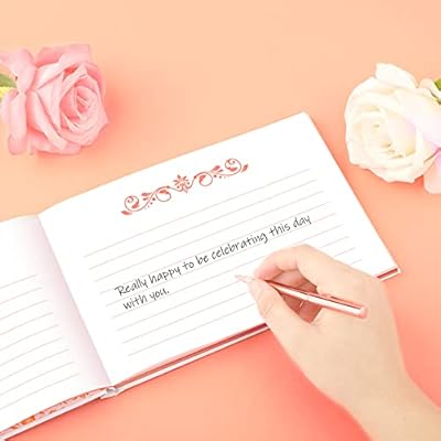 Zonon Hochzeitsgästebuch mit Stift, Hochzeitserinnerungsbuch mit Tischkarten, Gästebuch, weißes Einband mit Folie für Gäste, Besucher, um bei Hochzeit, Party, Hotel, Baby-Brautdusche, 22,9 x 15,2 cm – Bild 7