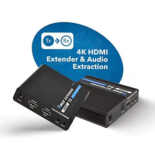Orei Hdmi Extender 4K Balun - Ultrahd 4K@60Hz 4:4:4 Over Single Cat6/7 Cable With Hdr, & Ir Control, Rs-232 - Up To 230 Ft With Cat6- Loop Out - Audio Out (Uhd-Ipc230-K) #TOP2