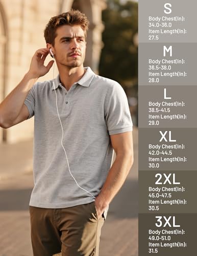 Image of MIER Men's Cotton Pique Polo Shirts, Short Sleeve Golf Work Casual Tops