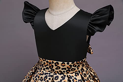 Flower Girl Leopard High Low Tutu Dress For Kids Baby Wedding Bridesmaid Pageant Party Formal Gown Toddler Princess Communion Birthday Dresses With Rainbow Sequins Ears Headwear Khaki 4-5 Years #TOP4