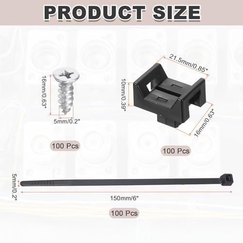 Pince de support pour rangement de fils de bureau et fixation de câble noire