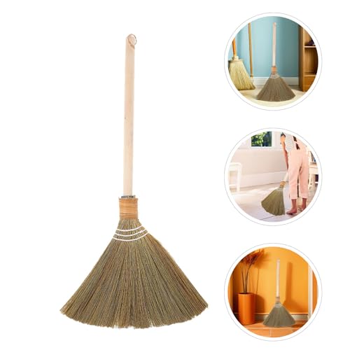 Escoba de miscanthus con mango desmontable de madera y cepillo suave 8