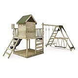 FATMOOSE Spielturm Klettergerüst JazzyJungle Jam XXL mit SurfSwing, Schaukel & Rutsche, Outdoor Kinder Kletterturm mit Sandkasten Leiter & Spiel-Zubehör für den Garten (Anthrazit) - 2