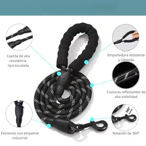 PET&TECH Arnés para Perros con Correa; Antitirones, Ajustable y Ergonómico – Diseño Tipo Silla de Montar – Cómodo, Seguro y con Asa de Control (Gris, XL) - imagen 9