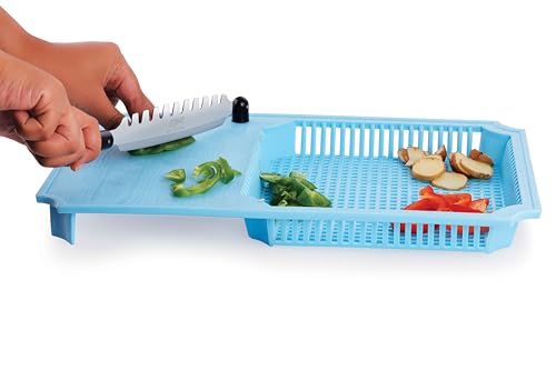 Image of Anjali Fantastic Cut & Wash Deluxe Cutter Blue Black - Polypropylene, ABS & Nylon Body with Tempered Magnetic Stainless Steel Blades, Ideal for Cutting, Chopping & Slicing - HZCW01(B)