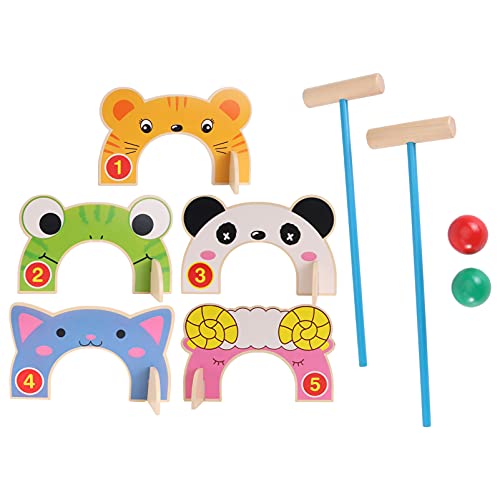 NUOBESTY 1 Unidades de animales de madera Croquet Set Juguetes de Golf Juegos de Béisbol Deportes para Niños Juego Educativo Temprano Juguetes Fiesta Favores