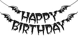 Vampire Happy Birthday Banner, Vampire Themed Birthday Party Decorations, Halloween Have A Bite Decoration, Bat Horror Birth Day Baby Shower Decorations Black Glitter