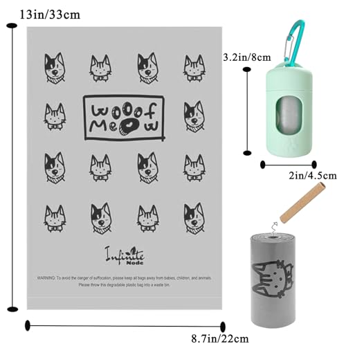 Image of Dog Poop Bag Dispenser for Leash with Snap Clip, Skin-friendly Texture Waste Bag Holder for Dog Walks and Cats, Pets Litter Bag Container, Indoor & Outdoor Use (Green, 1)