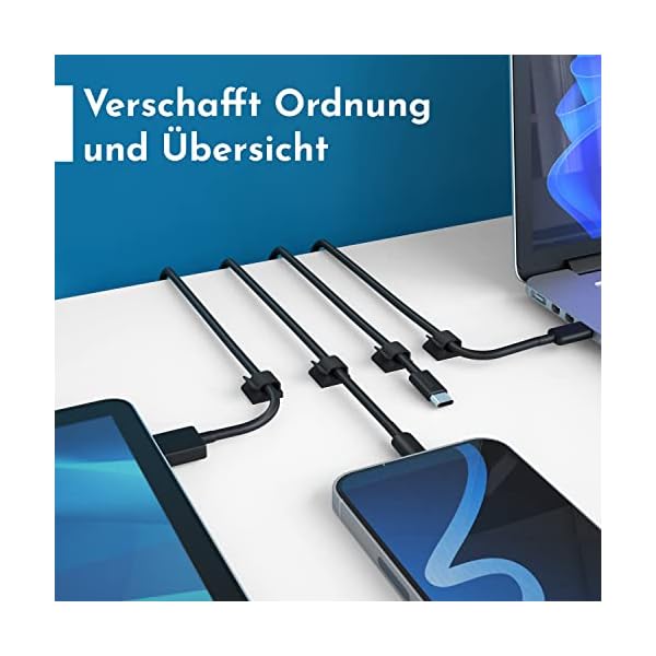 RIXOMO® Kabelhalter selbstklebend [50 Stück] - Kabelclips selbstklebend mit 3M Klebepads für eine optimale Kabelführung… – Bild 4