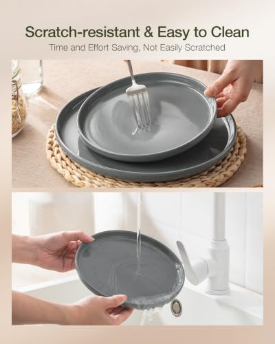 Image of Famiware Milkyway Plates and Bowls Set, 12 Pieces Dinnerware Sets, Dishes Set for 4, Dark Gray