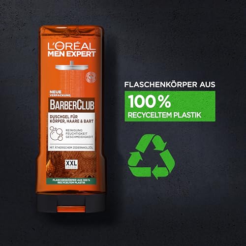 L'Oréal Men Expert XXL Duschgel und Shampoo für Männer, Zur Reinigung von Körper, Haar, Gesicht und Bart, Herren Duschbad mit Zedernholzöl, Barber Club, 1 x 400 ml – Bild 6
