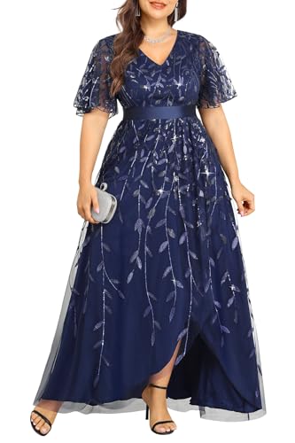 Mother Bride Groom Dress Plus Size Navy Blue Formal Wedding Guest Prom Evening Sequin Gala Bridesmaid Long Elegant Gowns