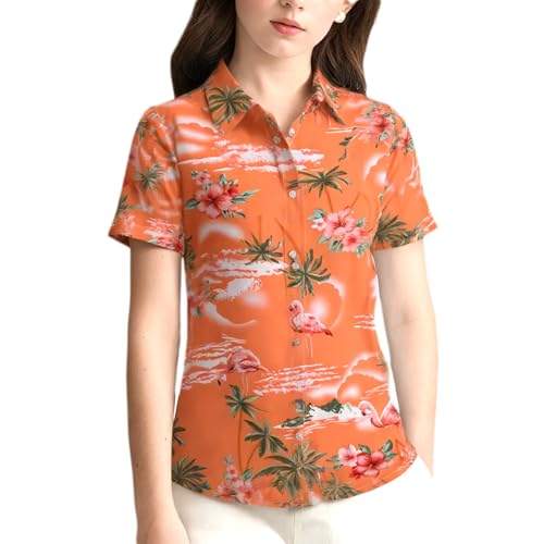 SSLR Big Girls Hawaiian Shirt Beach Tropical Summer Casual Short