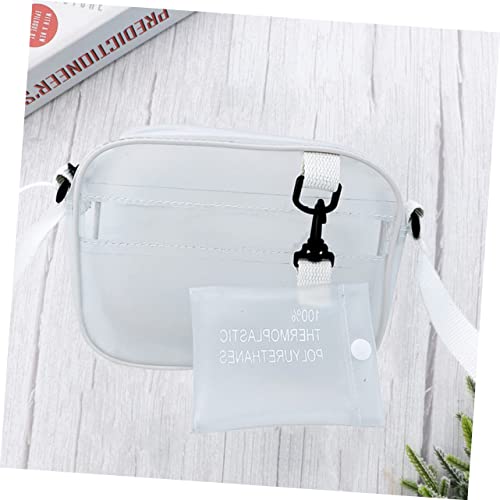 CLISPEED Casual Transparent Frosted Plastic Crossbody Bag for Women Lightweight Shoulder Handbag with Mini Pendant for Outdoor Shopping Travel Daily Use Elegant Design4