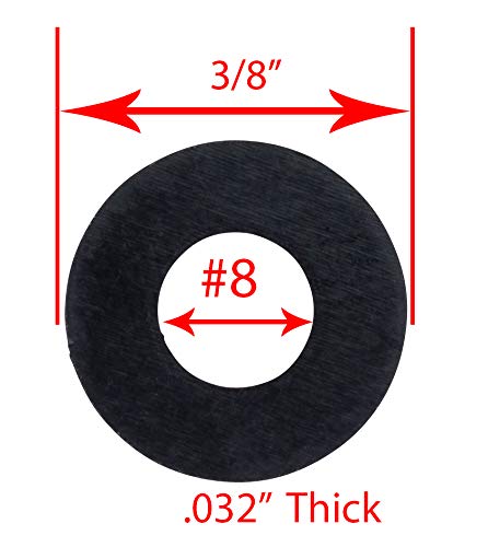 #8 x 3/8" OD Black Nylon Flat Washer, (100 Pack) - Choose Size, by Bolt Dropper