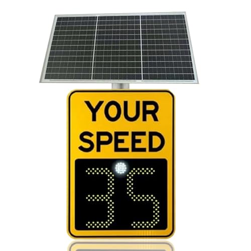 Radar Speed Display Sign,Solar Radar Detective Speed Warning, Road Warning Sign Adjustable Maximum Speed Limit (24\'\'X35\'\')