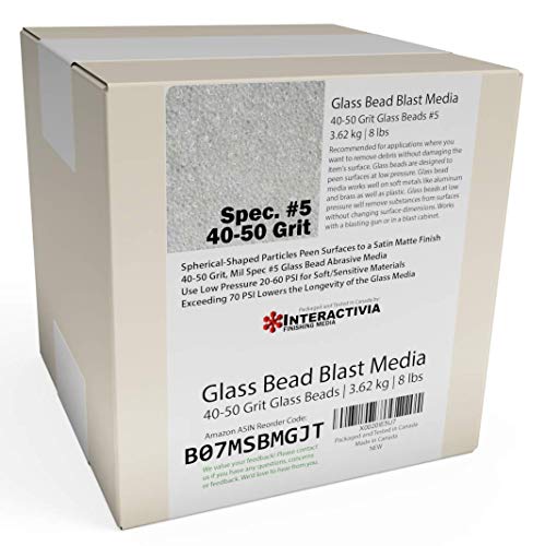 #5 Glass Beads - 8 lb or 3.6 kg - Blasting Abrasive Media (Coarse to Medium) 40-50 Mesh or Grit - Spec No 5 for Blast Cabinets Or Sand Blasting Guns - Large Beads for Peening and Finishing