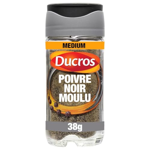 Poivre noir moulu Ducros Intense Force 8 - Lot de 4 flacons de 38g pour cuisine