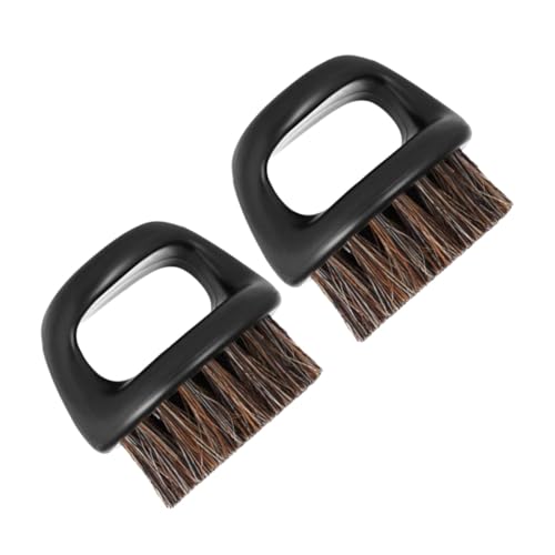 NULYLU Men's Shaving Tool Set 2pcs Portable Beard Brush Black Handle Black Bristles Gentle on Skin Bearded Lovers