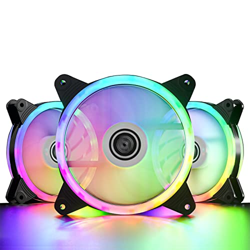 LEDdess 5V Motherboard Connector 120mm Addressable RGB Fans ASUS Aura Sync or MSI Mystic Control for PC Cases, CPU Coolers, Water Cooling Radiators System (3pcs Rainbow Fans, B Series)
