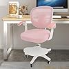 Sedia da scrivania per bambini, ergonomica, girevole per bambini, con rivestimento in rete, con braccioli pieghevoli, rotazione a 360°, regolabile in altezza, poggiapiedi, portata fino a 100 kg (rosa)