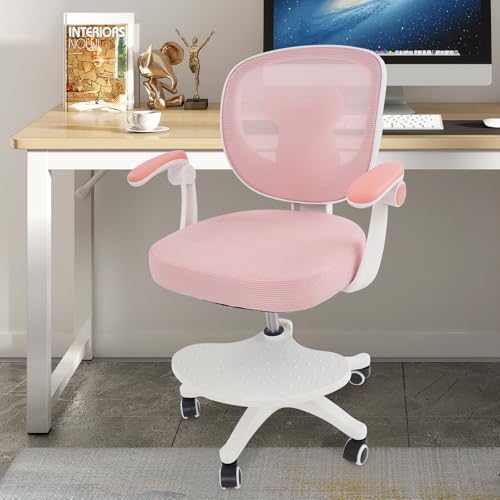 Silla de escritorio para niños a partir de 6 años, altura regulable, silla giratoria para niños, silla de escritorio ergonómica con reposabrazos, respaldo y ruedas, silla de escritorio para niños y - imagen 2