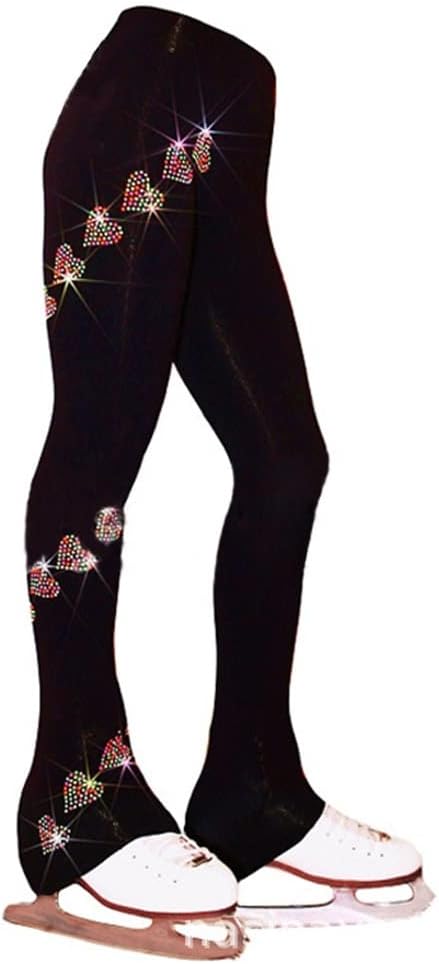 Teens Kids Adult Skating Pant Fleece Practice Training Wear Plus Velvet Warm Water Proof Multicolor Spiral Sportswear (Color : Black, Size : XX-Large)