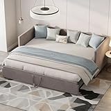 LKPOMI Sofá Cama Extensible Multifuncional 90/180 x 200 cm, para salón y habitación de Invitados (sin colchón) (Gris)