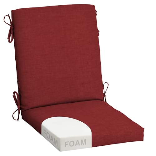 Image of Arden Foam Patio Dining Outdoor Chair Cushions, 20 x 44, Premium High-Density Foam, Never Flattens, Weather-Proof for Outdoor Chairs, Ruby Red Leala