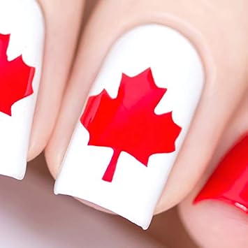 Whats Up Nails - Canadian Flag Vinyl Stencils for Nail Art Design 1 Sheet, 20 Stencils