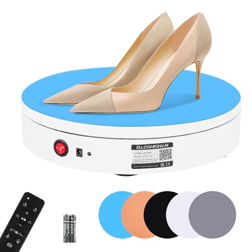 BAOSHISHAN Elektrische platenspeler Ø 30 cm met afstandsbediening voor fotografie, wit