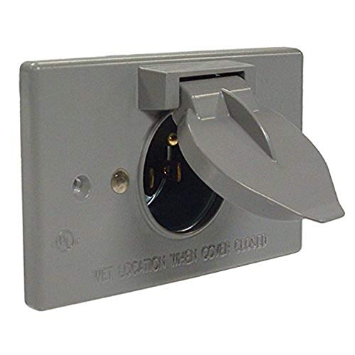 Hubbell RACO 5153-0 15A Motor Plug Base Weatherproof Device Cover, 1-Gang, Gray