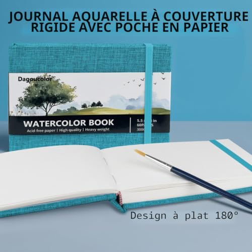 DagouColor Aquarelle Carnet Dessin, 2 Pack, Blue, 14 * 8.9cm – vue 5