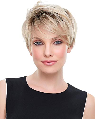 Preisvergleich Produktbild Perücke Damen Blond Kurzhaar Perücken Braun und Perückennetz Oma Großmutter Frauen Super Natürlich Volle Synthetik Wig 039