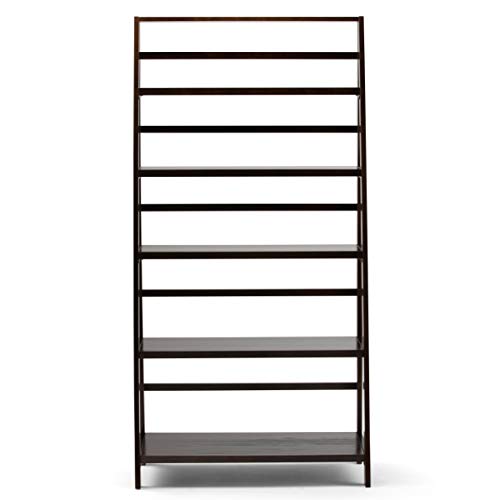 Image of SIMPLIHOME Acadian 36 inch Ladder Bookcase in Brunette Brown (Set of 2)