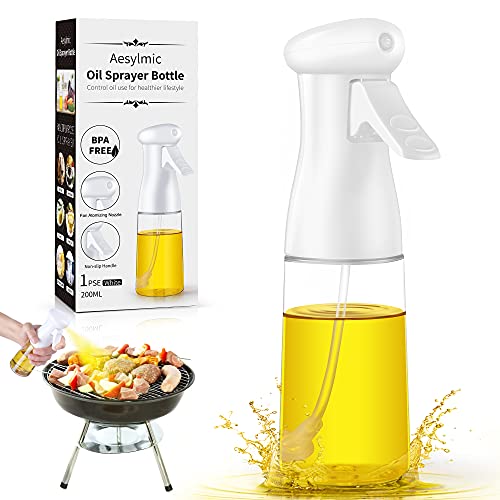 Aesylmic Olive Oil Sprayer For Cooking, Food Grade Olive Oil Spray Bottle, BPA-FREE Oil Spray Bottle, Multipurpose Oil Sprayer Used For Air Fryer, Frying, Salad, Baking, BBQ, 7oz/200ml