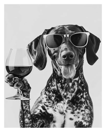 Peintures sur toile design canin noir et blanc LEMST 50x70cm