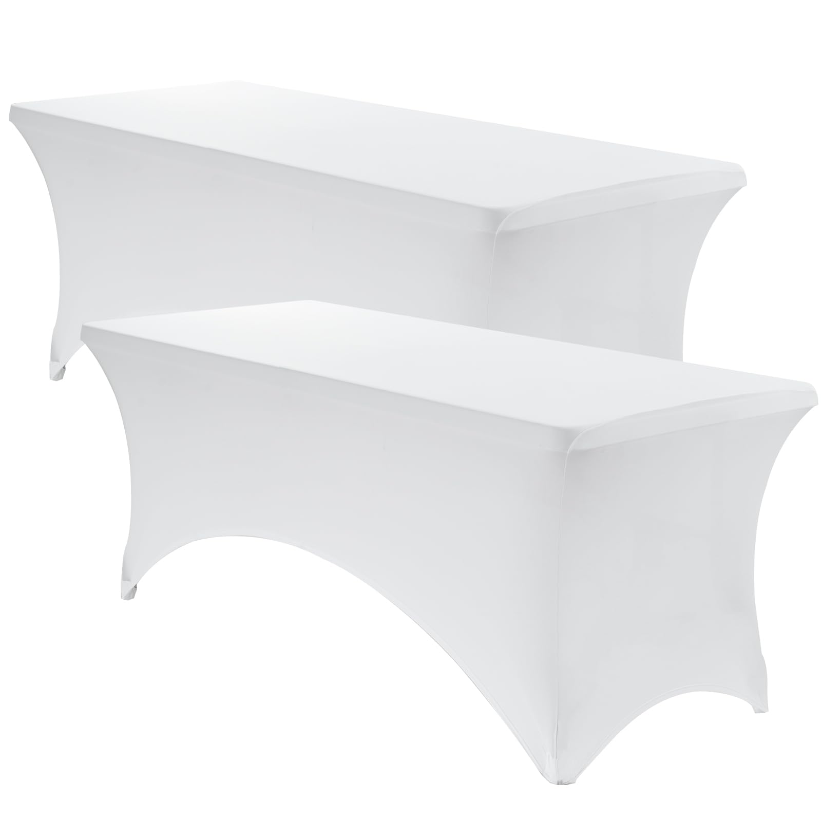 Photo 1 of VidaFete Spandex Tablecloth 2 Pack 6FT, Fitted Stretch Table Cover for Rectangle Tables, Wrinkle Resistant and Washable Tablecloths for Outdoor, Picnic, Party, Wedding, Banquet, Birthday, White
