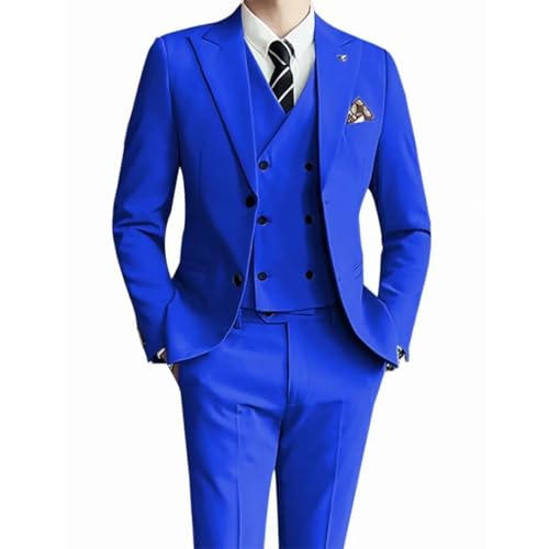 Men's Regular Slim Fit 3-Piece Blazer Vest and Pants Prom Tuxedos Blazer Vest Pants Suits4