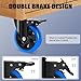 Humagineer 5 Inch Casters Wheel Set of 4, 2200 Lbs Heavy Duty Casters, Safety Locking Industrial Casters with Brake, No Noise Plate Wheels for Cart, Workbench, Furniture (Free Hardware Kits)