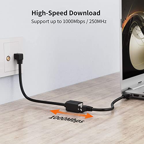 Image of CableCreation Short Cat6 Shielded Extension Cable 1.6FT Down Angle, FTP Cat6 Ethernet Cord Patch Cable, 0.5M / Black