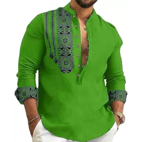Image of DEELMO Men's Cotton Blend Mandarin Collar Self One Design Full Sleeve Casual Short Kurta