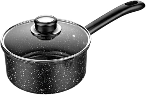 Zxyler 片手鍋・ソースパン 対応 ミルクパン ガラス蓋付 お手入れ簡単 ノンスティック加工 こびりつきにくい 高熱効率 洗いやすい 揚げ物 一人鍋 オール熱源対応 マーブルコーティング 中華鍋
