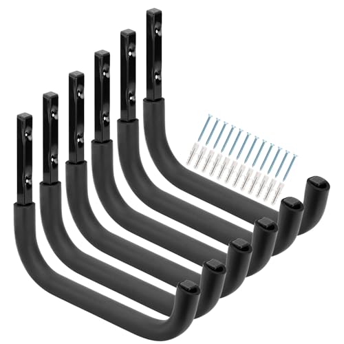 Heavy Duty Garage Storage Hooks, 12.4 Inch Ladder Storage Hanger, Wall Mount Utility Hook for Outdoor Indoor Organizer Folding Chairs, Bike, Tools, Water Pipes