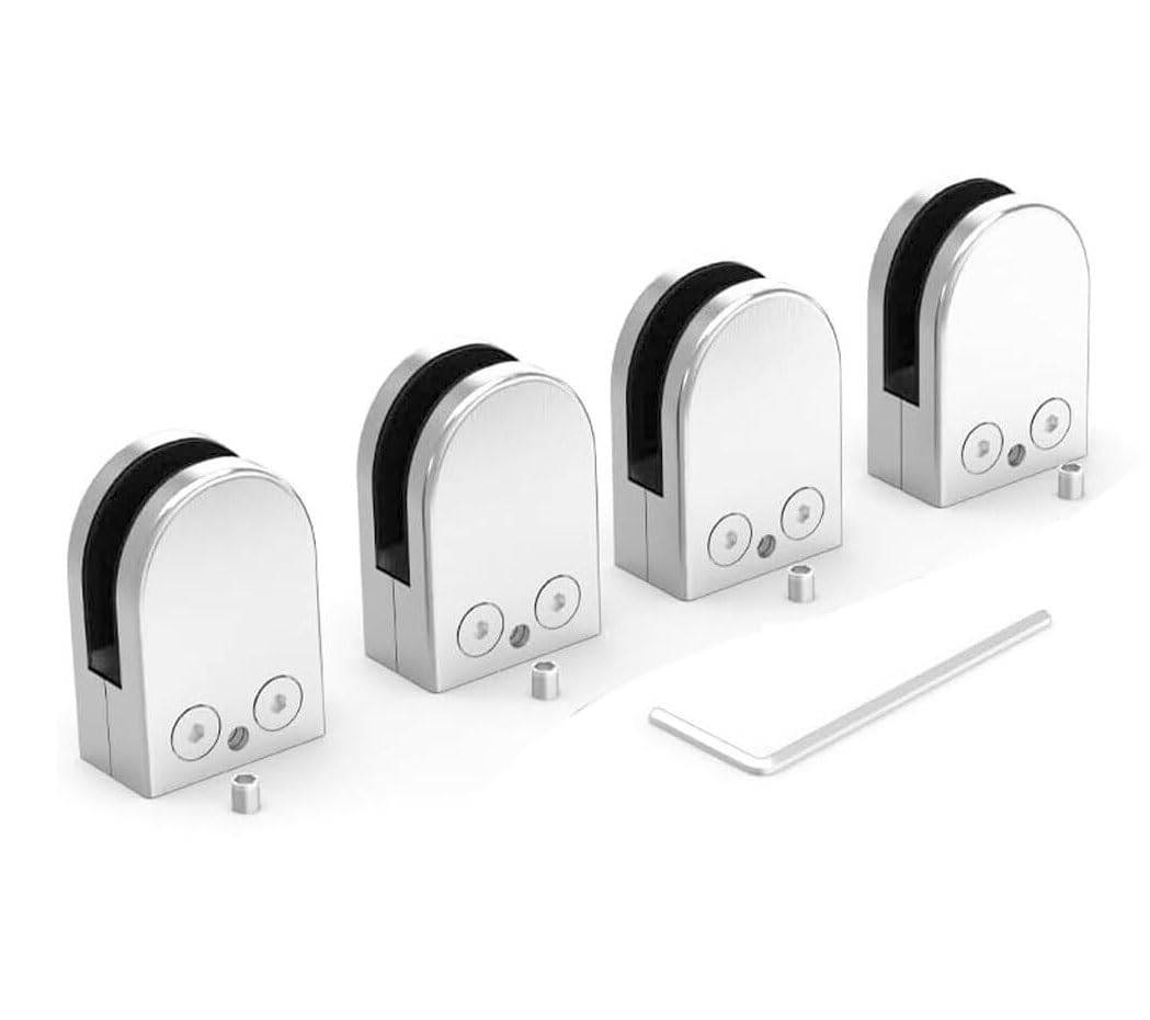 Dlvapbksjqmb Silver Plane Glass Door Hinges,4 Pcs Stainless Steel 304Adjustable 8-10Mm Bracket Flat Back For Balustrade Staircase Handrail Window(,15 20Mm)